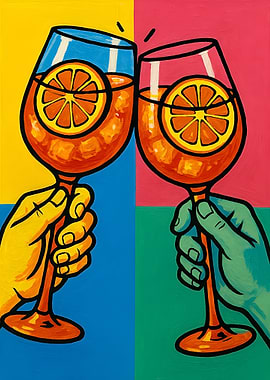 Cheers! Two Aperol Spritz Illustration