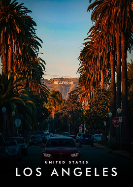 Hollywood Sign and Los Angeles Street