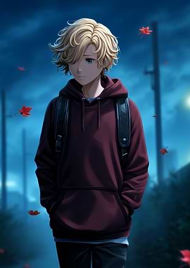Anime Boy in Hoodie