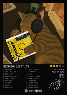 Cat listening to Beerbongs & Bentleys