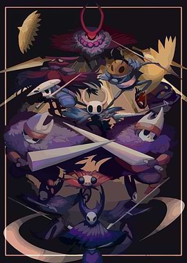 Hollow Knight Pixel Art Character Collage