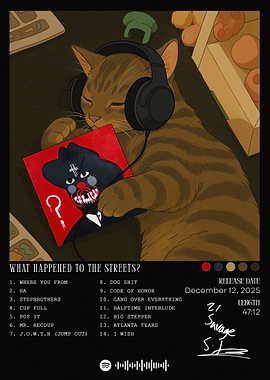 Cat Listening to 21 Savage Album