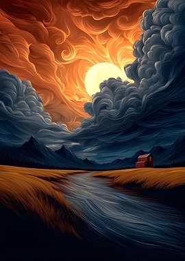 Landscape with River and Cabin