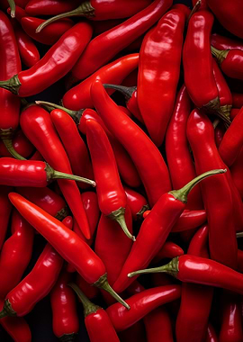 Pile of Red Chili Peppers