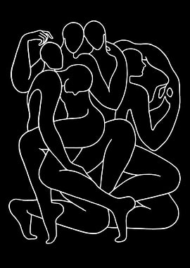 Abstract Figures in White Outline