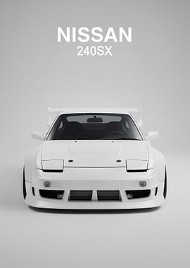 white Nissan 240SX jdm poster