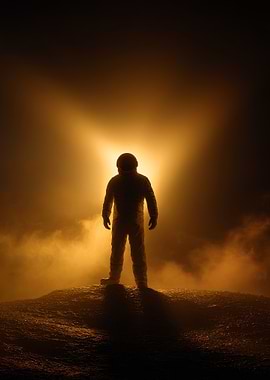 Astronaut Silhouette on a Mysterious Planet