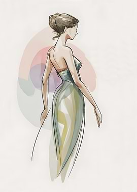 Elegant Woman in Dress Illustration