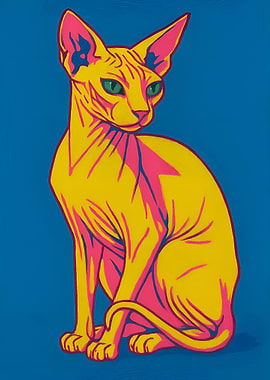 Pop Art Sphynx Cat Portrait