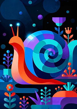 Colorful Snail in a Geometric Garden
