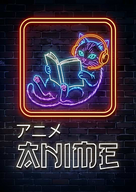 Neon Anime Cat