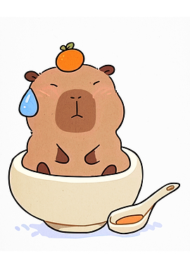 Capybara in Bowl with Orange