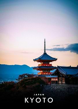 Kyoto, Japan Temple at Sunset