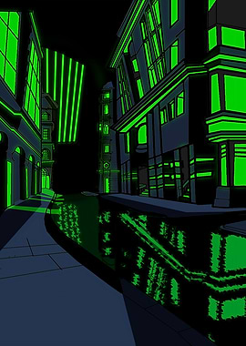 Neon Silence: City Reflections