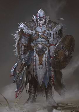 Fantasy Orc Warrior with Axe and Shield