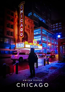 Chicago Theater at Night