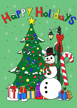 Happy Holidays Christmas Scene