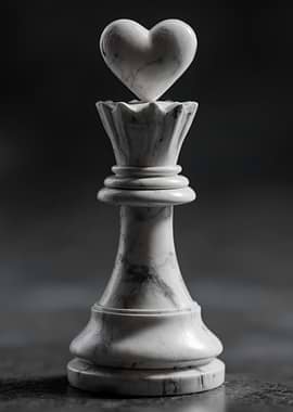 Marble Chess Queen with Heart