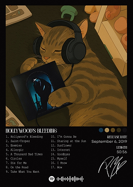 Cat listening to Post Malone album