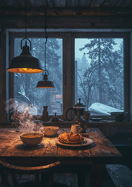 Cozy Winter Cabin Breakfast