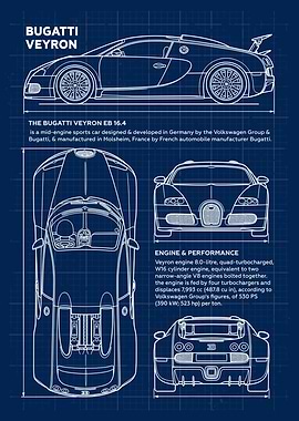 Car Bugatti Veyron Blueprint