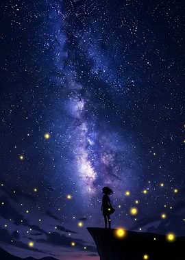 Girl Stargazing Under the Milky Way