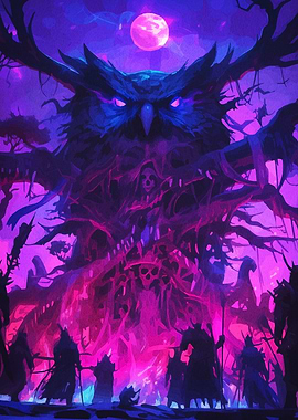 Mystical Owl and Dark Figures