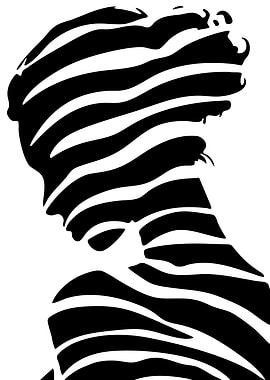 Abstract Zebra Pattern Woman Portrait