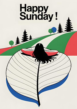Happy Sunday Minimalist Landscape Illustration