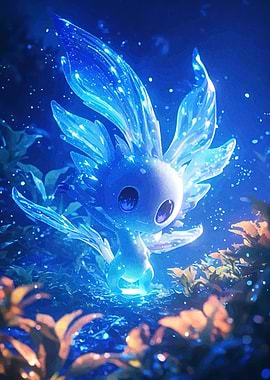 Glowing Blue Forest Spirit
