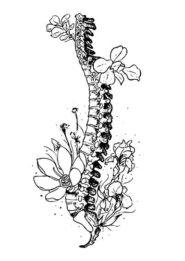Floral Spine Anatomy Black and White