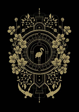 Flamingo floral geometric