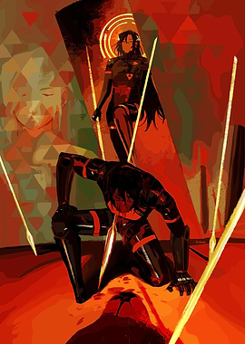 Dark Fantasy: Warrior and Fallen Figure