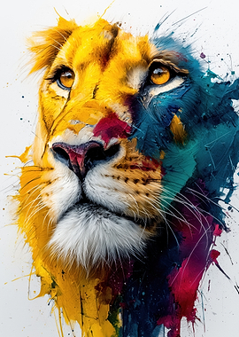 Colorful Lion Portrait
