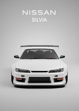 white Nissan Silvia jdm poster