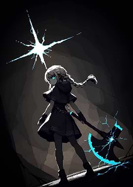 Anime Girl with Axe and Lightning