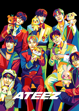ATEEZ colorful pop art poster