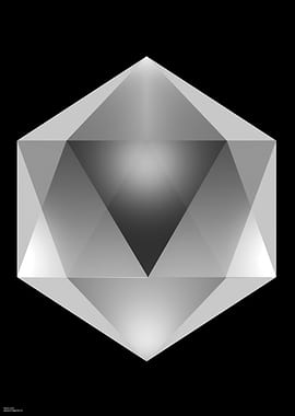 Icosahedron Geometric Shape on Black Background