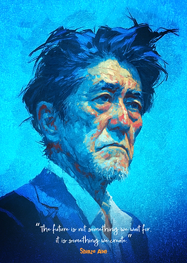 Shinzo Abe Portrait with Quote