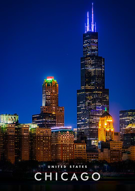 Chicago Skyline at Night