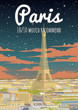 Paris Eiffel Tower Travel Poster
