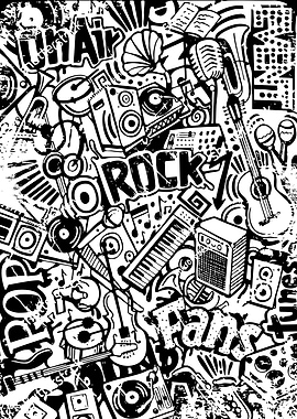 Rock Music Doodle Art