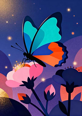 Butterfly on Flower Digital Art