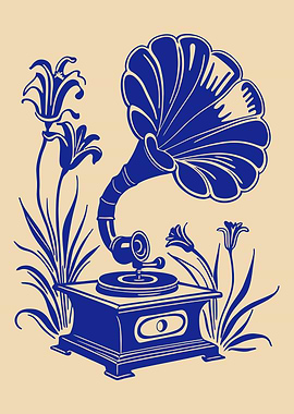 Vintage Gramophone with Floral Accents