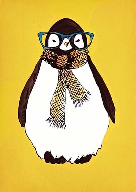 Penguin with Glasses and Scarf