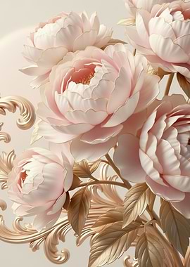 Pale Pink Peonies with Gold Accents