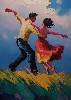 Couple Dancing in a Field Painting