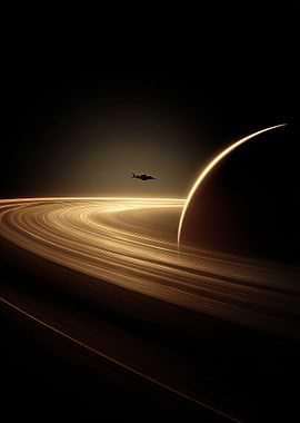 Spaceship over Saturn-like Rings