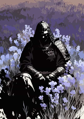 Samurai in Lavender Field