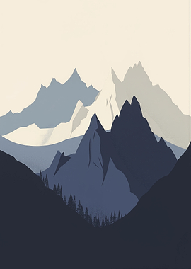 Minimalist Winter Mountain Landscape